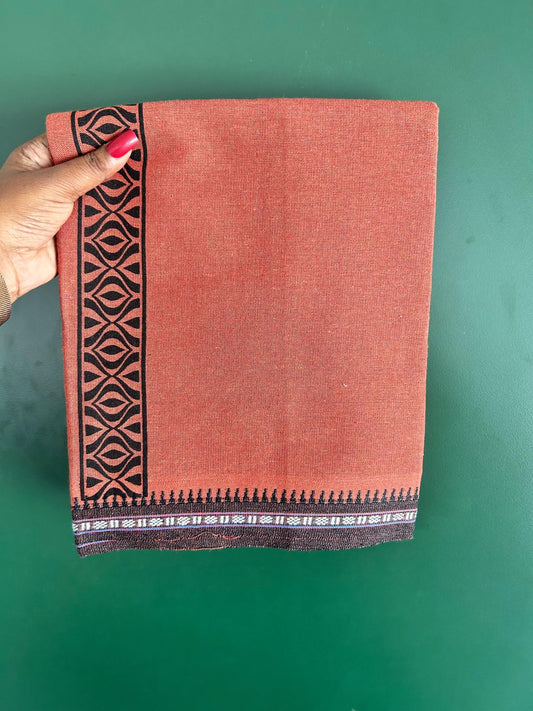 Single Kaily / Lungi - Kaitharikada - Mixed Cotton - 40s twisted - 1.75 inch Black Printed Design Printed Kuppadam Kara With Kavi Colour Body (2 meter / 4 muzham) - 38 KK8075 SAT
