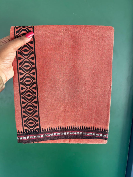 Single Kaily / Lungi - Kaitharikada - Mixed Cotton - 40s twisted - 1.75 inch Black Printed Design Printed Kuppadam Kara With Kavi Colour Body (2 meter / 4 muzham) - 39 KK8075 SAT