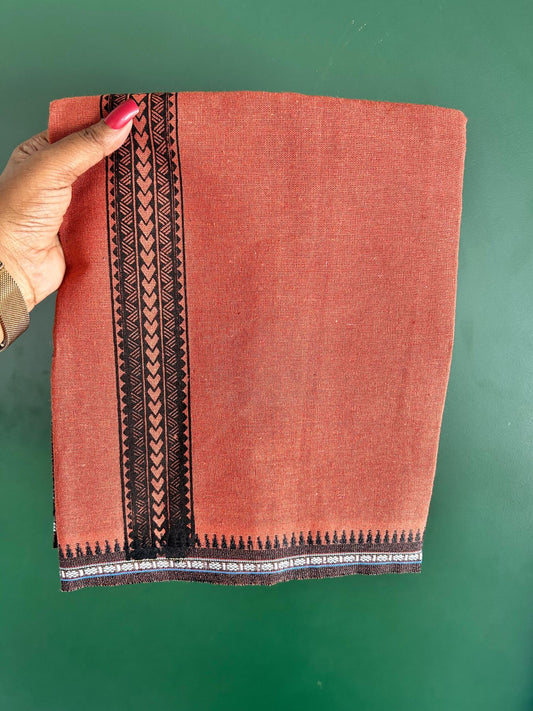 Single Kaily / Lungi - Kaitharikada - Mixed Cotton - 40s twisted - 1.75 inch Black Printed Design Printed Kuppadam Kara With Kavi Colour Body (2 meter / 4 muzham) - 40 KK8075 SAT