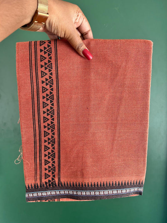 Single Kaily / Lungi - Kaitharikada - Mixed Cotton - 40s twisted - 1.75 inch Black Printed Design Printed Kuppadam Kara With Kavi Colour Body (2 meter / 4 muzham) - 45 KK8075 SAT