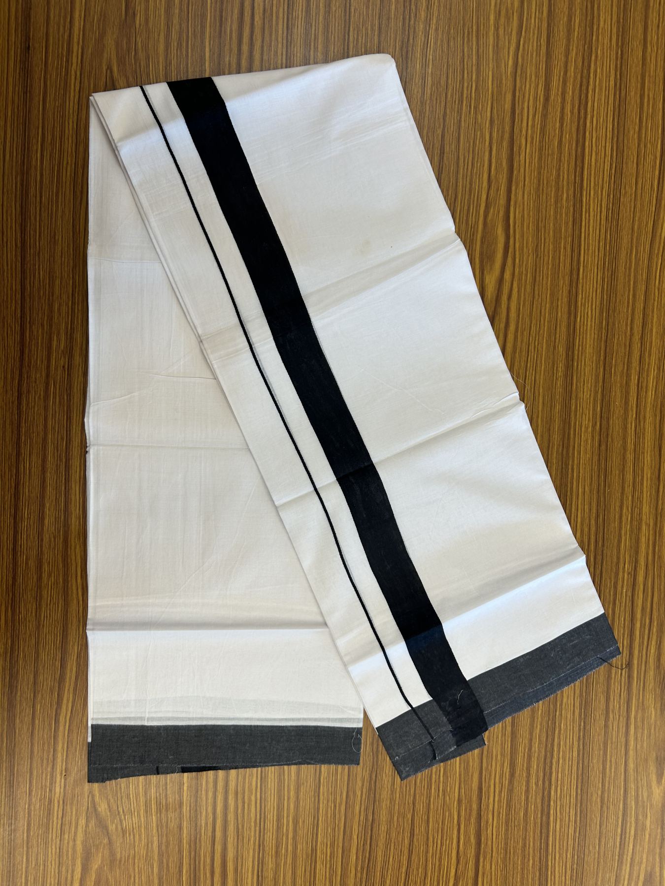 20% Discount ! KaithariKada Balaramapuram 100% Cotton Double Pure white Mundu/Dhoti- 100x80 - 1.5 inch Black Kara - 3.80mtr ( 8 muzham) - 30 KK5312 PMC