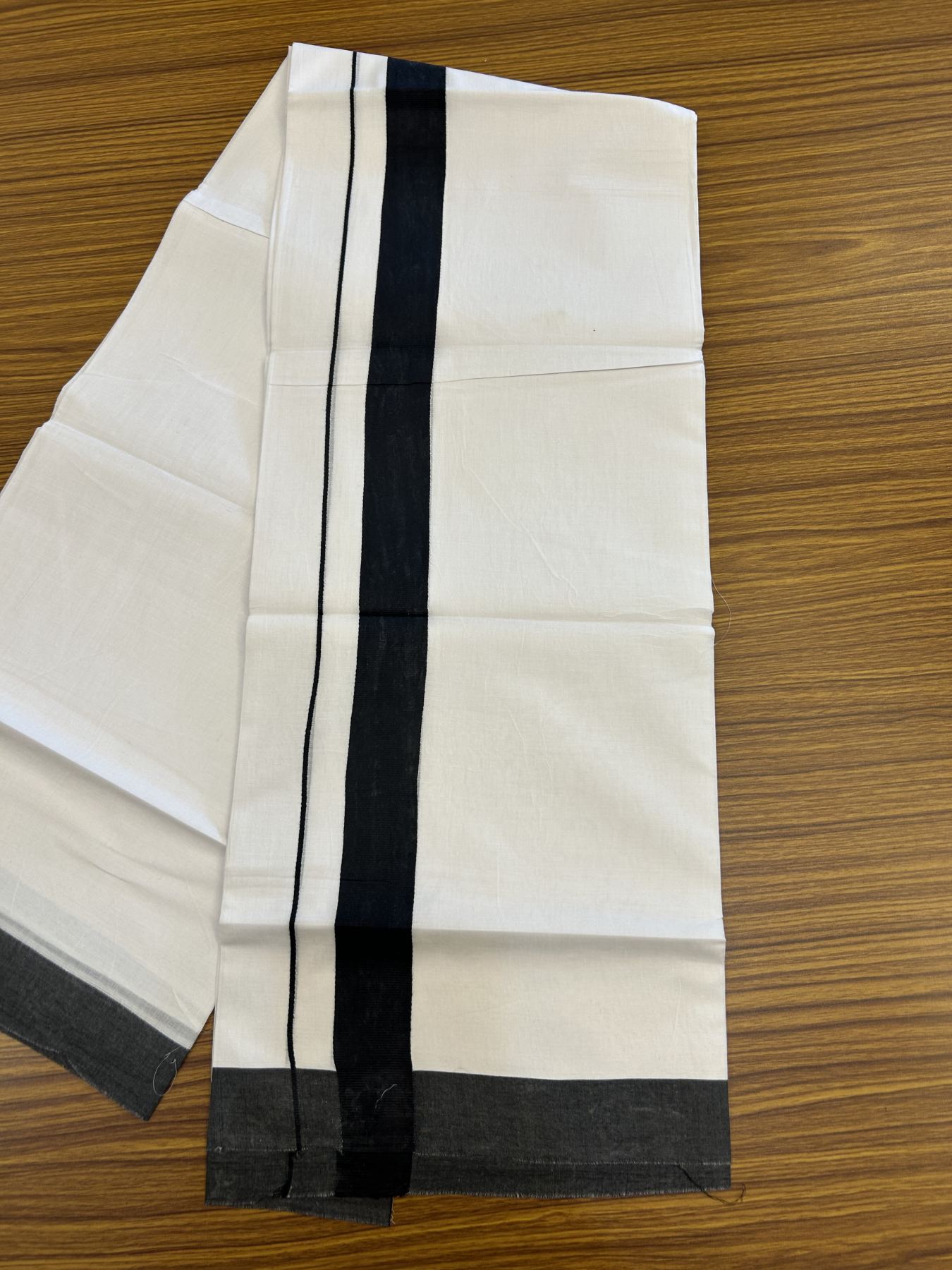 20% Discount ! KaithariKada Balaramapuram 100% Cotton Double Pure white Mundu/Dhoti- 100x80 - 1.5 inch Black Kara - 3.80mtr ( 8 muzham) - 30 KK5312 PMC