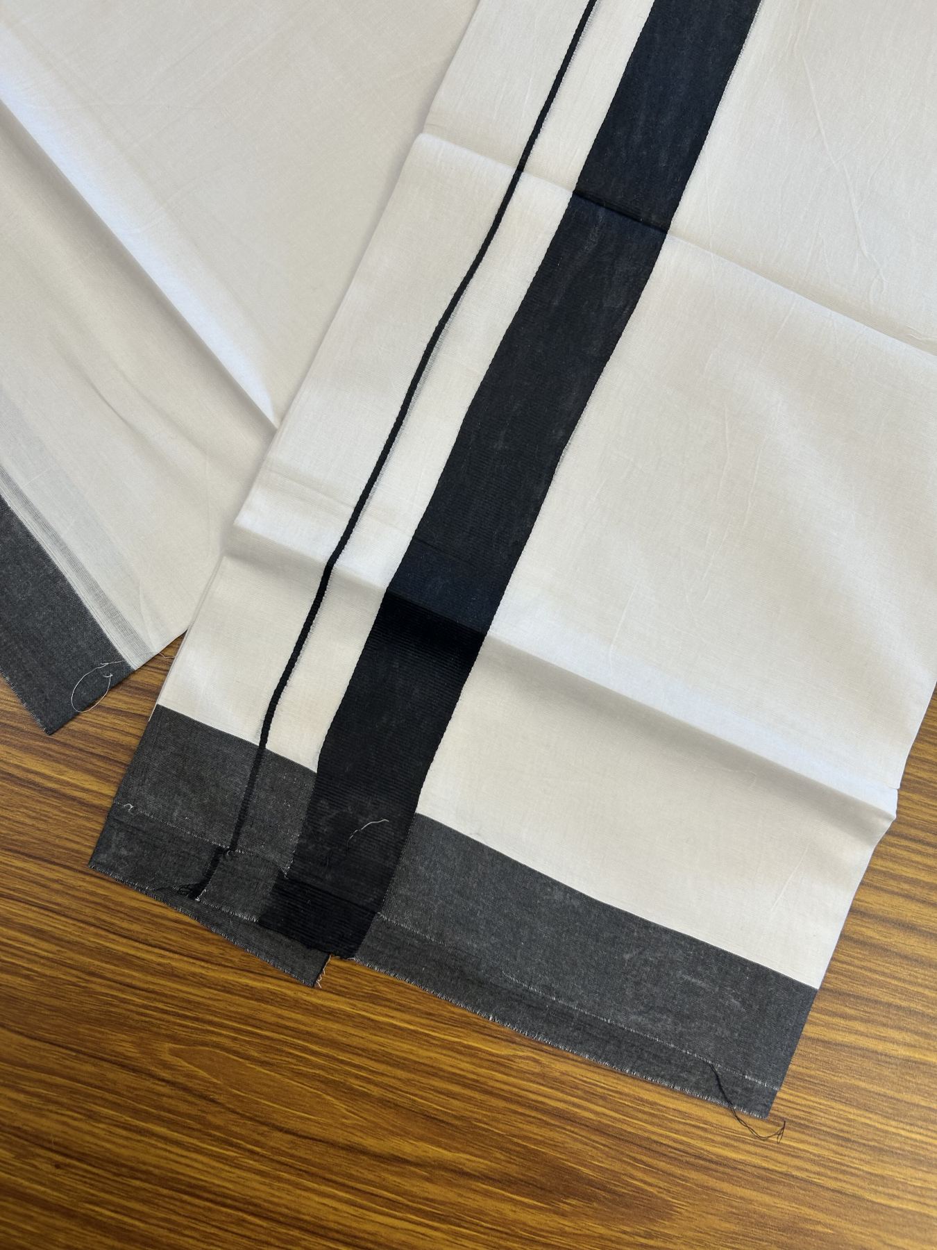 20% Discount ! KaithariKada Balaramapuram 100% Cotton Double Pure white Mundu/Dhoti- 100x80 - 1.5 inch Black Kara - 3.80mtr ( 8 muzham) - 30 KK5312 PMC