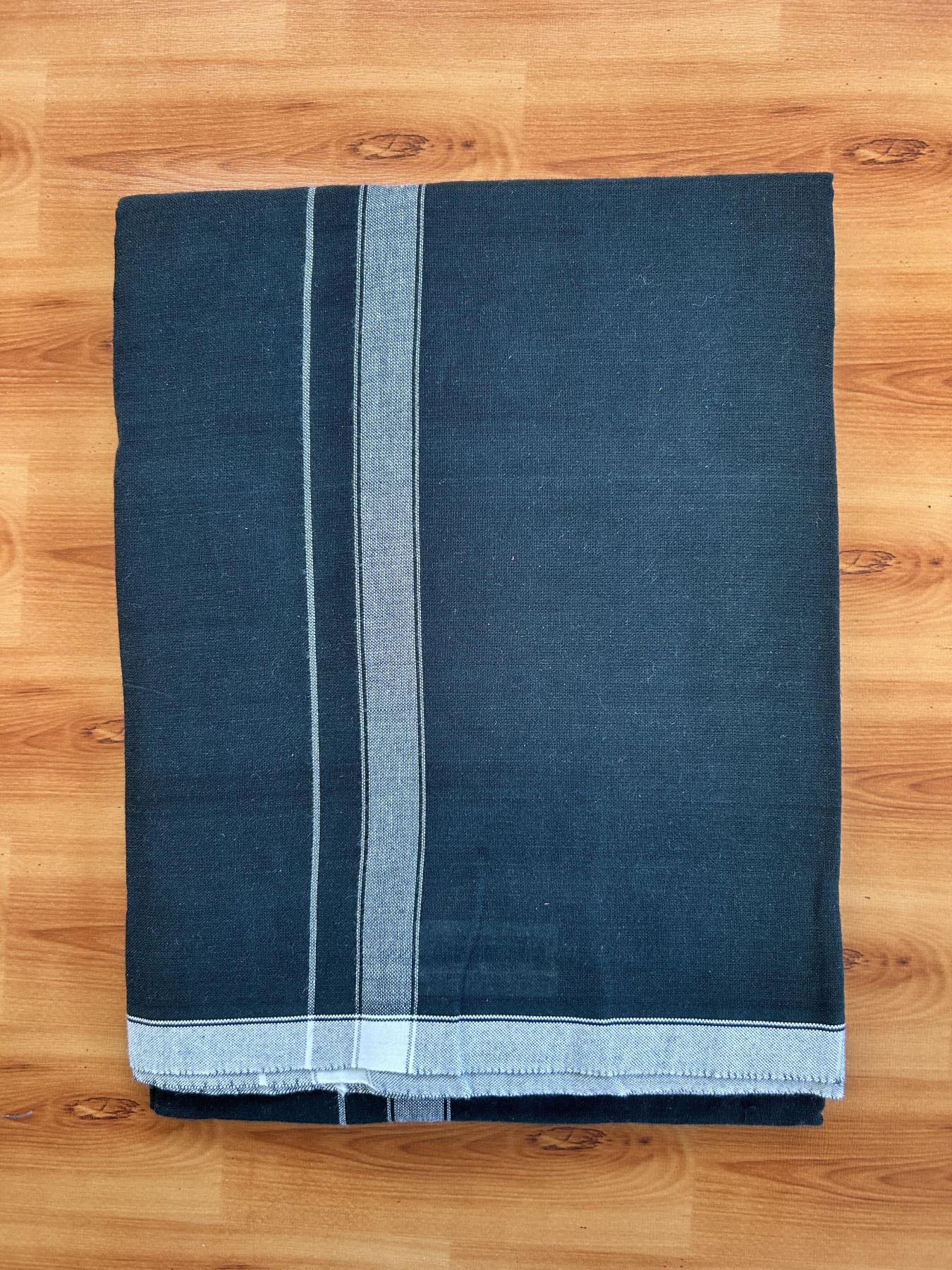 Single Kaily / Lungi- Kaitharikada - Pure Cotton - (2/40s) - 1 Inch White Shaded Kara With Dark Green colour body (2 meter / 4 muzham) - 3 KK8066 MUT