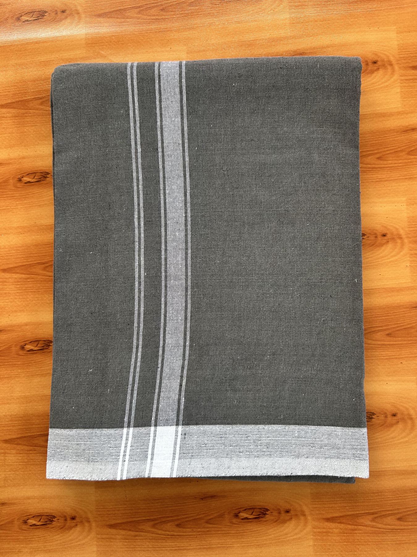 Single Kaily / Lungi- Kaitharikada - Pure Cotton - (2/40s) - 1 Inch White Shaded Kara With Ash Grey colour body (2 meter / 4 muzham) - 5 KK8066 MUT