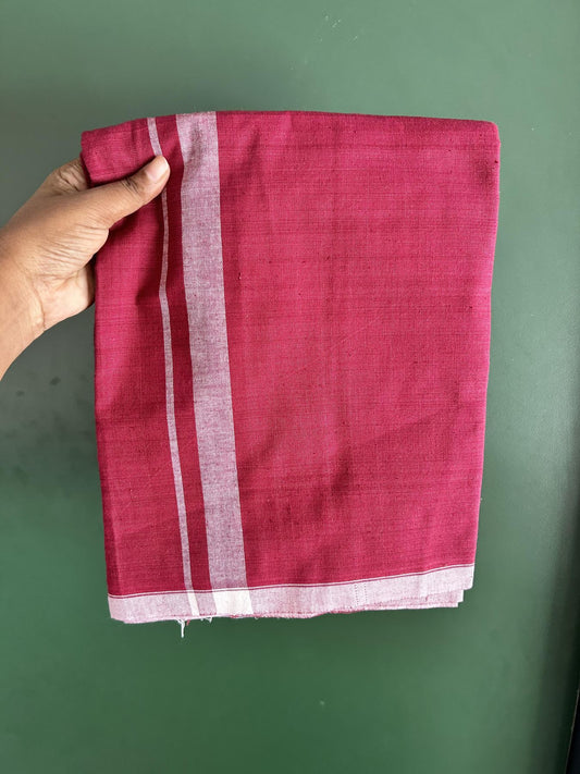 Single Kaily / Lungi- Kaitharikada - Pure Cotton - (40s) - 0.75 Inch White Shaded Kara With Maroon colour body (2 meter / 4 muzham) - 7 KK8066 MUT