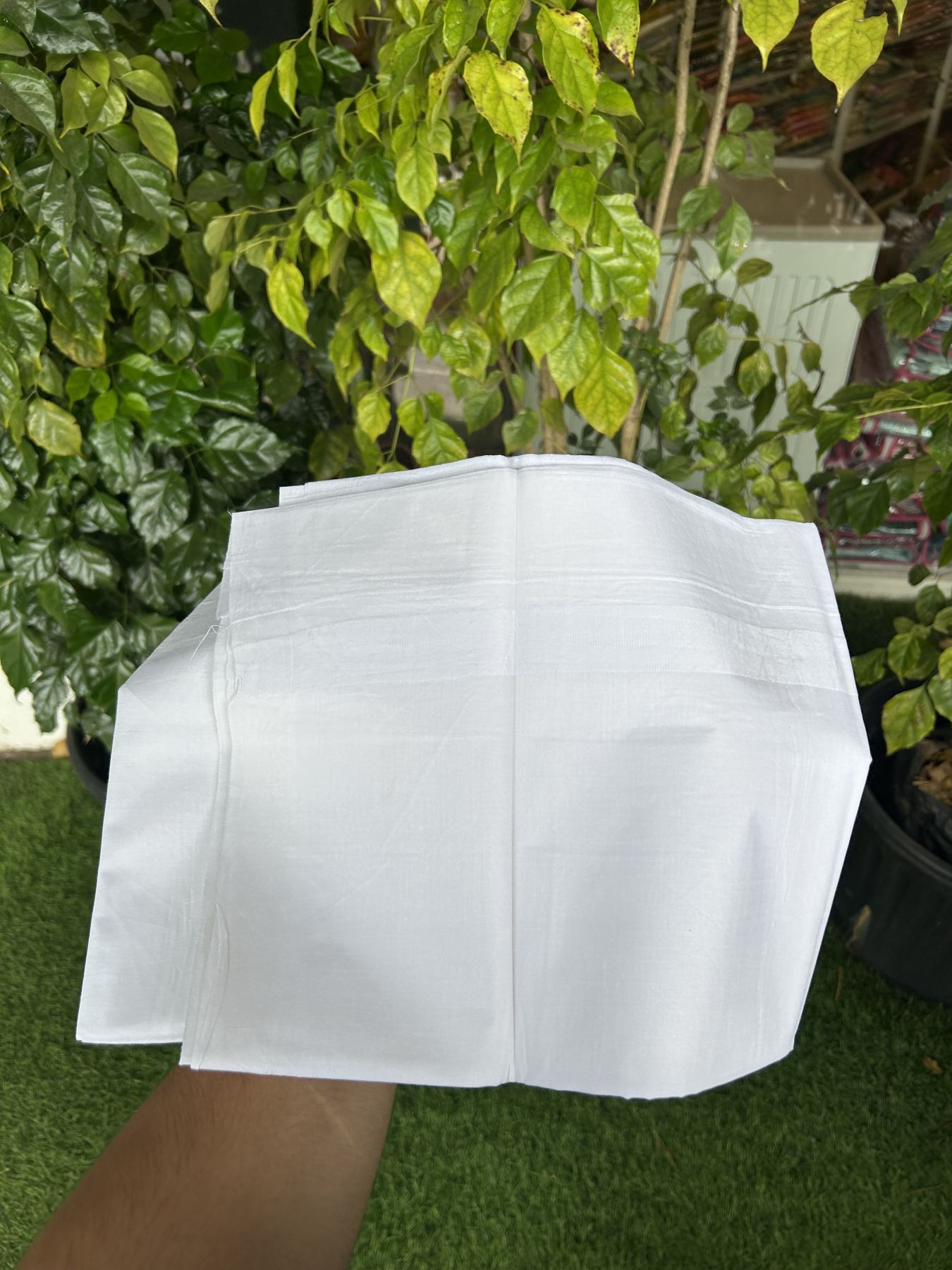 20% Discount ! KaithariKada Balaramapuram 100% Cotton Double Pure white Mundu/Dhoti- 100x80 - 1 inch White Kara - 3.80mtr ( 8 muzham) - 37 KK5312 PMC