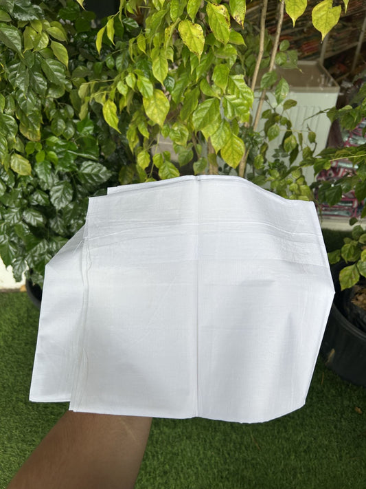 20% Discount ! KaithariKada Balaramapuram 100% Cotton Double Pure white Mundu/Dhoti- 100x80 - 1 inch White Kara - 3.80mtr ( 8 muzham) - 37 KK5312 PMC