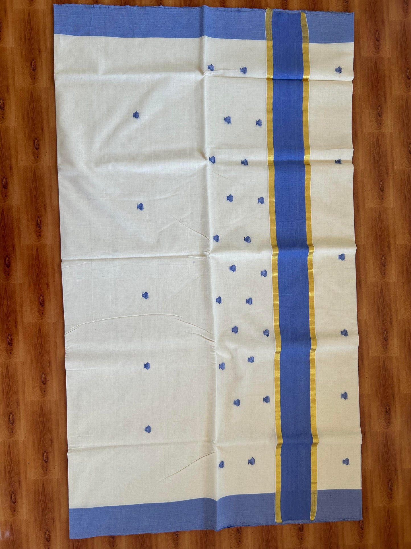 25% Discount KaithariKada Handloom Unakkupaav Balaramapuram Kerala Saree for Women - 100% Pure Cotton - 3.75 inch Gold Kasav & Dark Lavender Kara - 9 KK7001 ABH