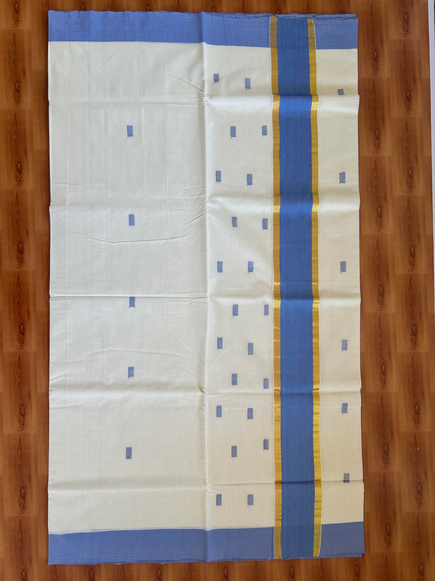 25% Discount KaithariKada Handloom Unakkupaav Balaramapuram Kerala Saree for Women - 100% Pure Cotton - 4 inch Gold Kasav & Lavender Striped Kara - 8 KK7001 ABH