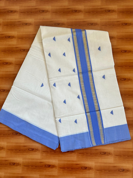 25% Discount KaithariKada Handloom Unakkupaav Balaramapuram Kerala Saree for Women - 100% Pure Cotton - 3 inch Gold Kasav & Dark Lavender Kara - 10 KK7001 ABH