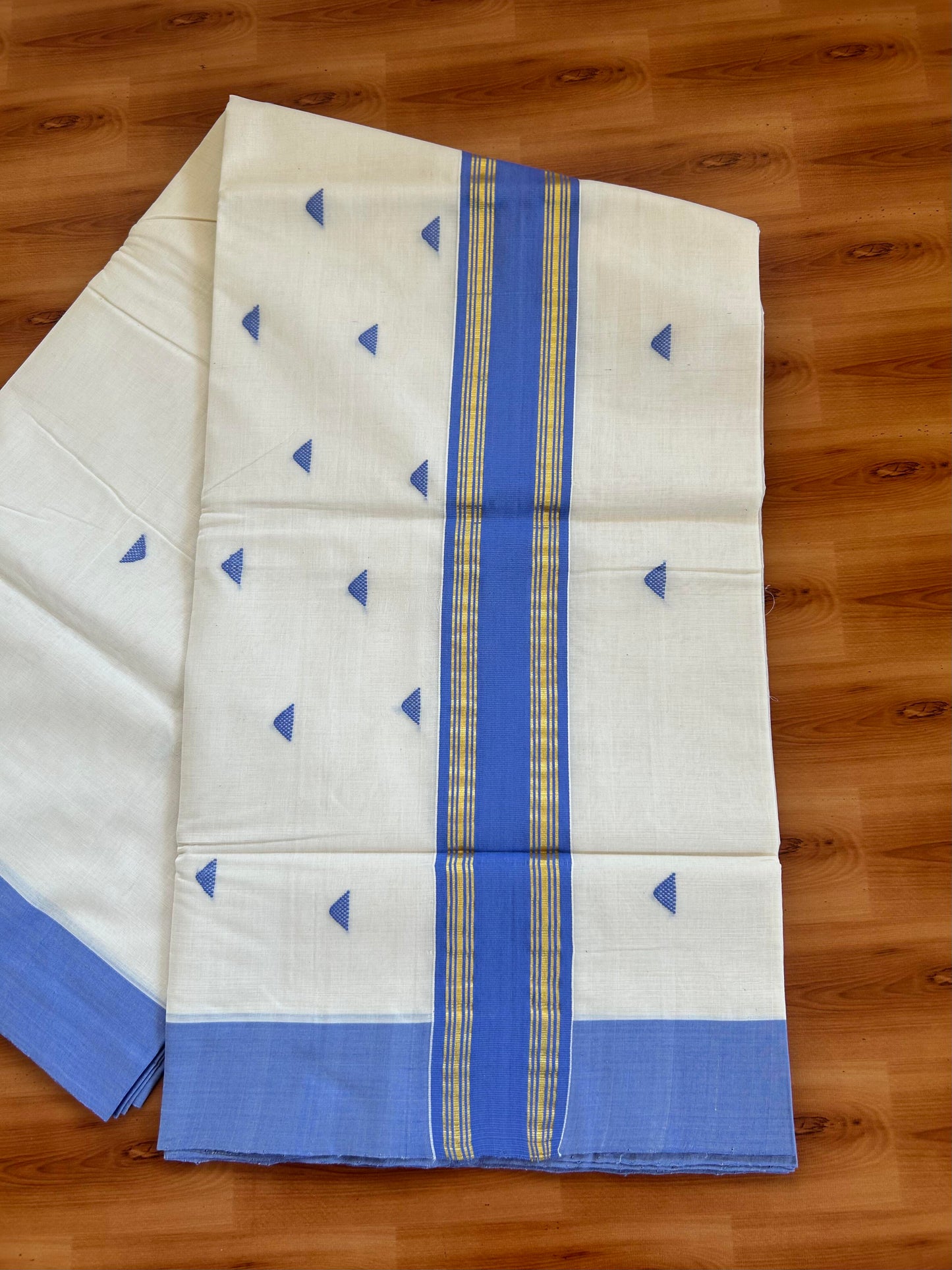 25% Discount KaithariKada Handloom Unakkupaav Balaramapuram Kerala Saree for Women - 100% Pure Cotton - 3 inch Gold Kasav & Dark Lavender Kara - 10 KK7001 ABH