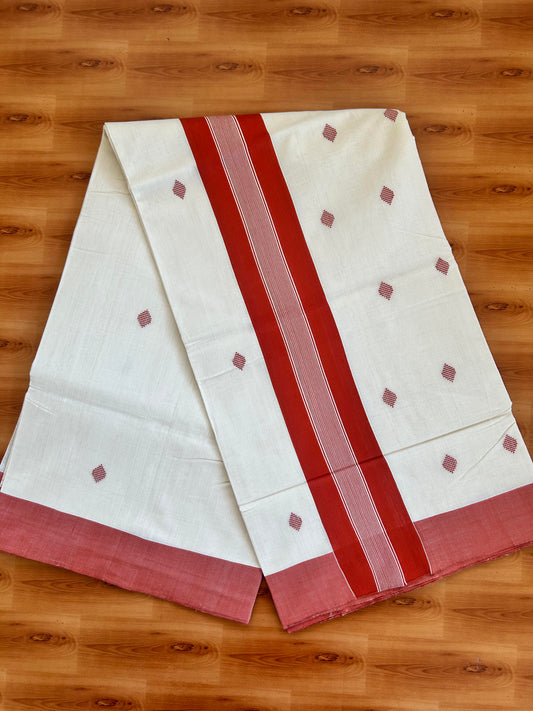 25% Discount KaithariKada Handloom Unakkupaav Balaramapuram Kerala Saree for Women - 100% Pure Cotton - 3.5 inch Brick Orange Stripes Kara - 2 KK7001 ABH