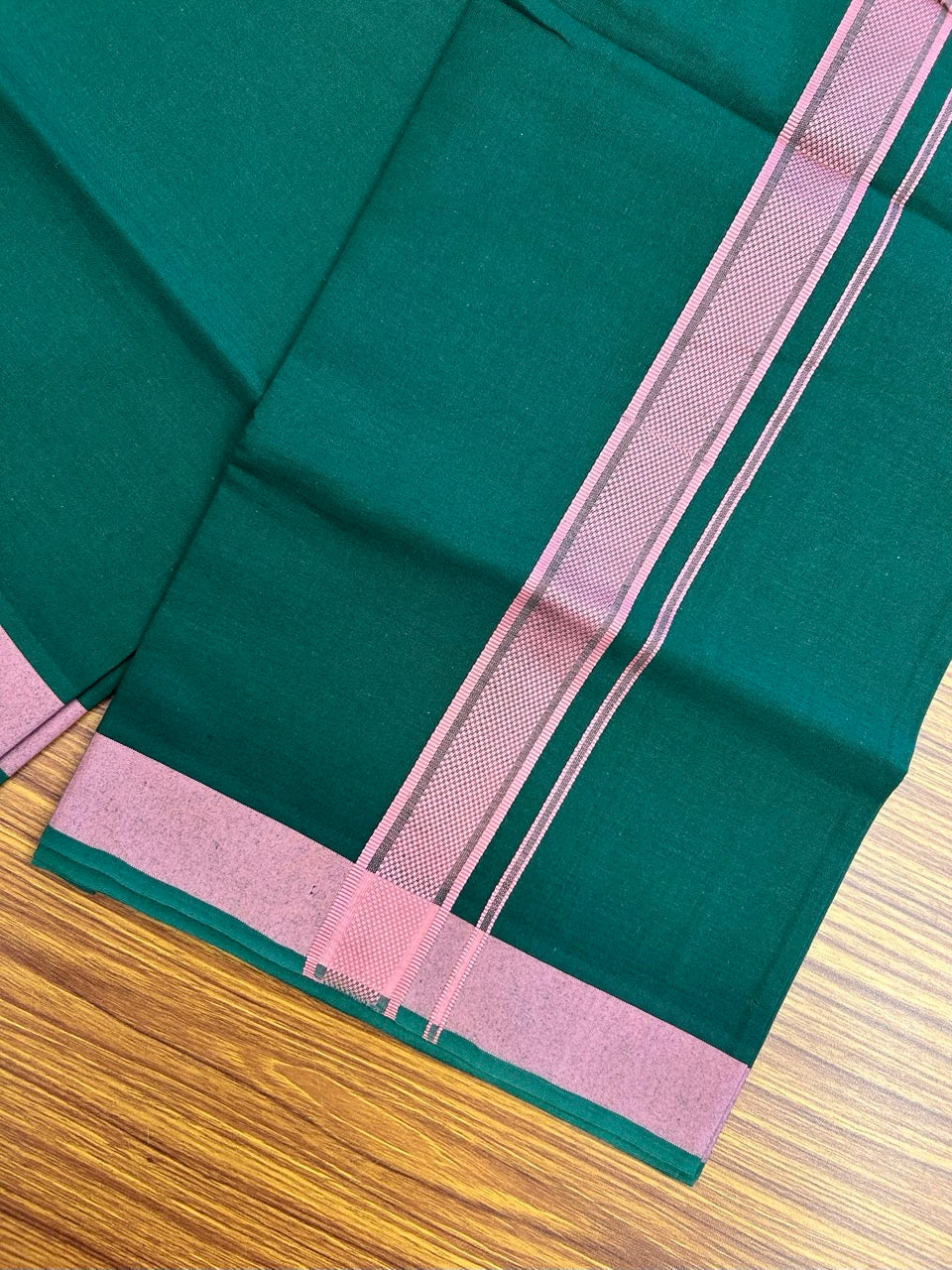 19% Discount!!! Kaitharikada - Single Kaily / Lungi - 1.25 inch Onion Pink Pattern striped kara with Bottle Green colour body  (2 meter / 4 muzham) - 45 KK8035 GAN