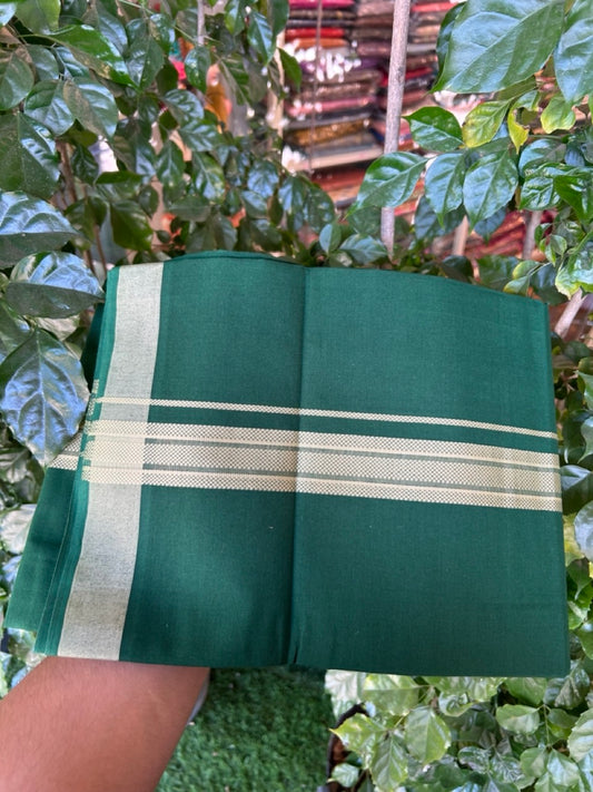 19% Discount!!! Kaitharikada - Single Kaily / Lungi - 1.25 inch Sand Brown Pattern striped kara with Bottle Green colour body  (2 meter / 4 muzham) - 42 KK8035 GAN