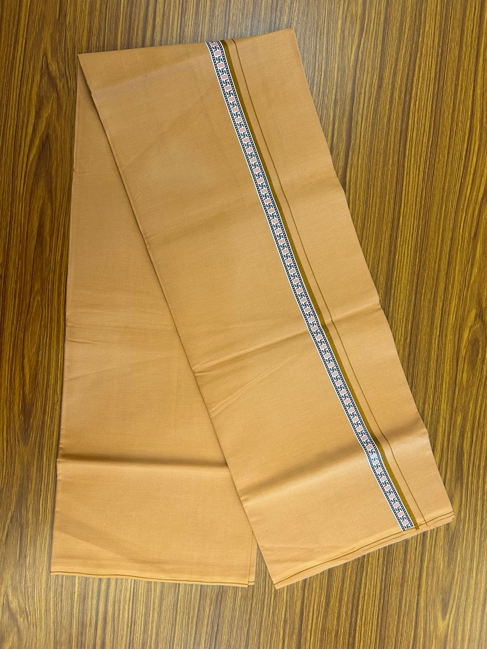 39% Discount! Kaitharikada - Pure Cotton - Single Kaily / Lungi - 0.75 inch Brown & Multi colour Pattern Printed kara with Light kavi colour body (2 meter / 4 muzham) - 33 KK8035 GAN