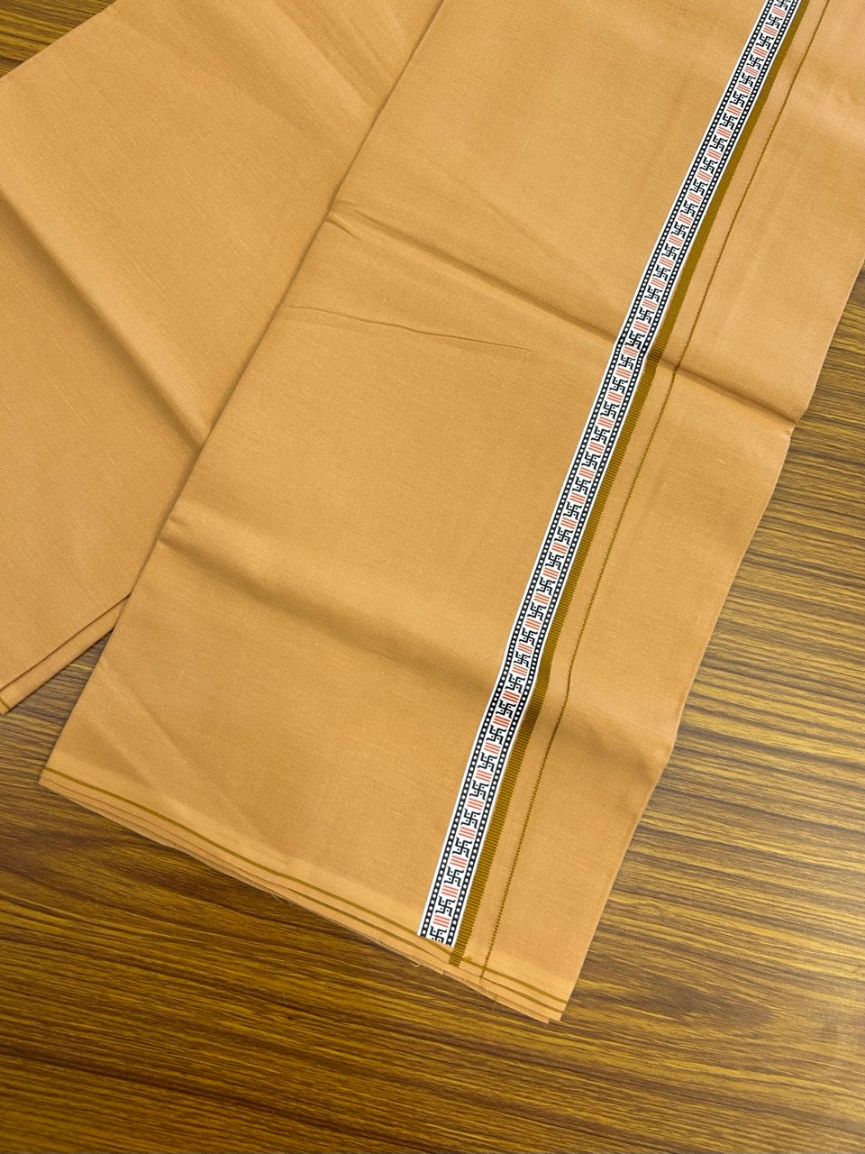 39% Discount! Kaitharikada - Pure Cotton - Single Kaily / Lungi - 0.75 inch Brown & Multi colour Pattern Printed kara with Light kavi colour body (2 meter / 4 muzham) - 33 KK8035 GAN
