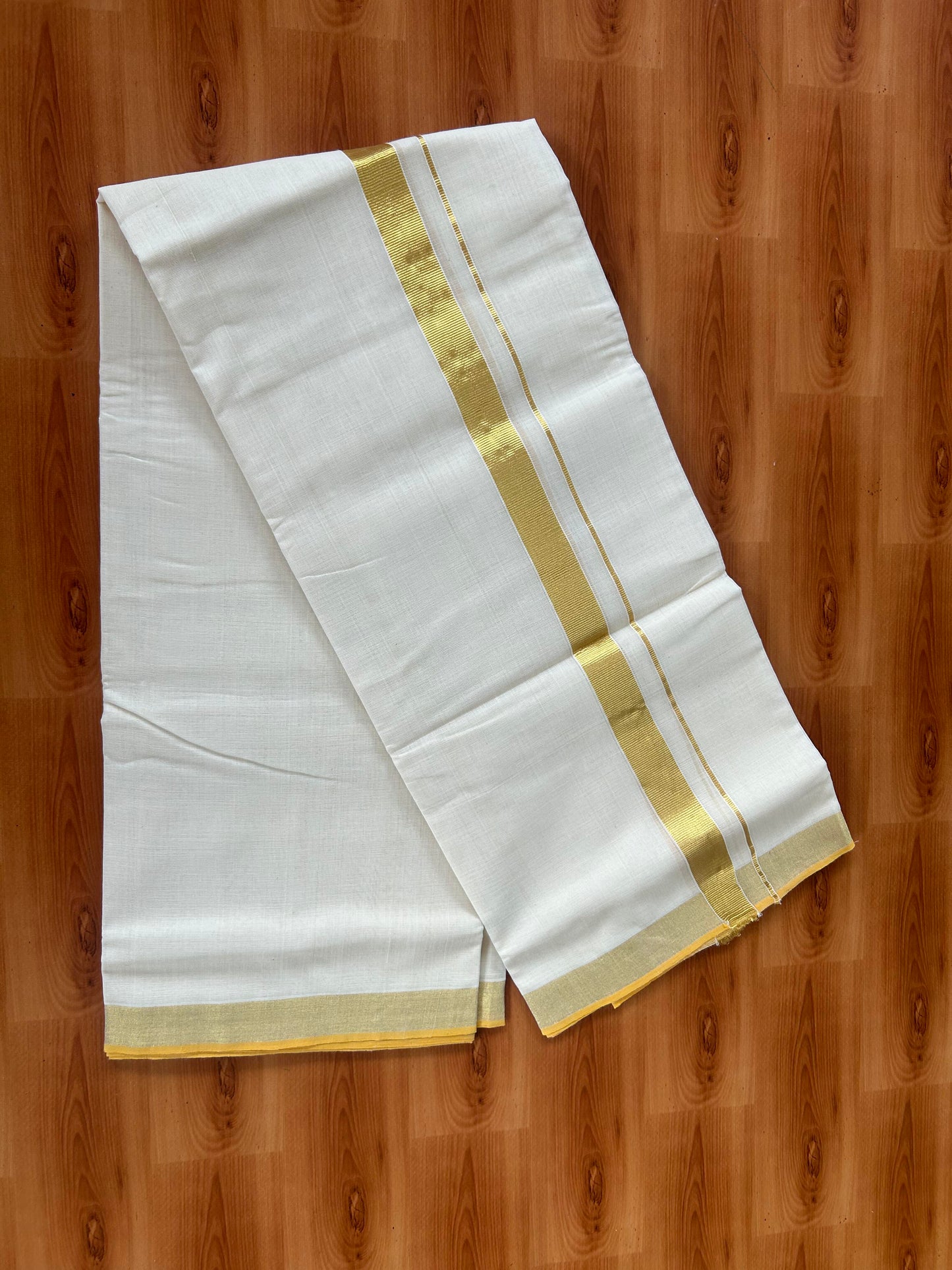 25% Discount!! KaithariKada Handloom Millpaav - Kerala Handloom - 100% Pure Cotton Off White (Unbleached) Neriyath - 80x90 - 1 Inch Kasav Kara - 49 KK5386 RAM
