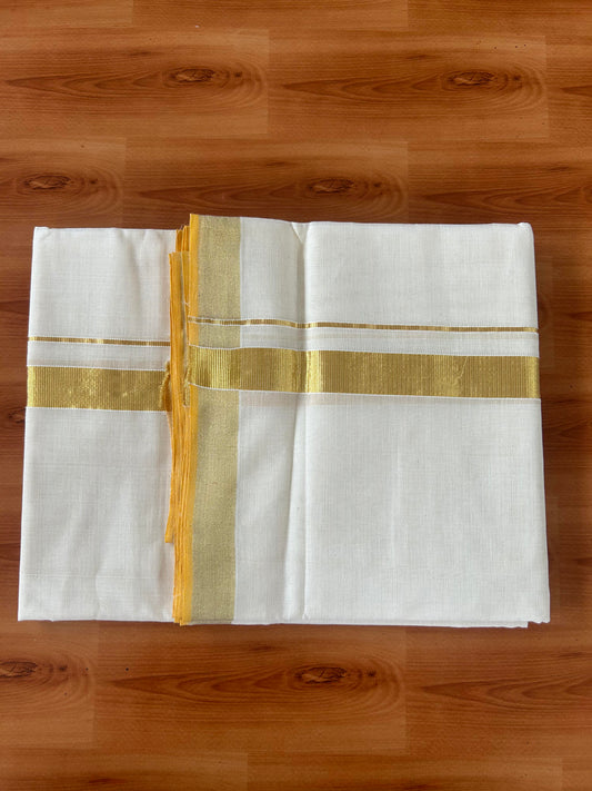 25% Discount!! KaithariKada Handloom Millpaav - Kerala Handloom - 100% Pure Cotton Off White (Unbleached) Neriyath - 80x90 - 1 Inch Kasav Kara - 49 KK5386 RAM