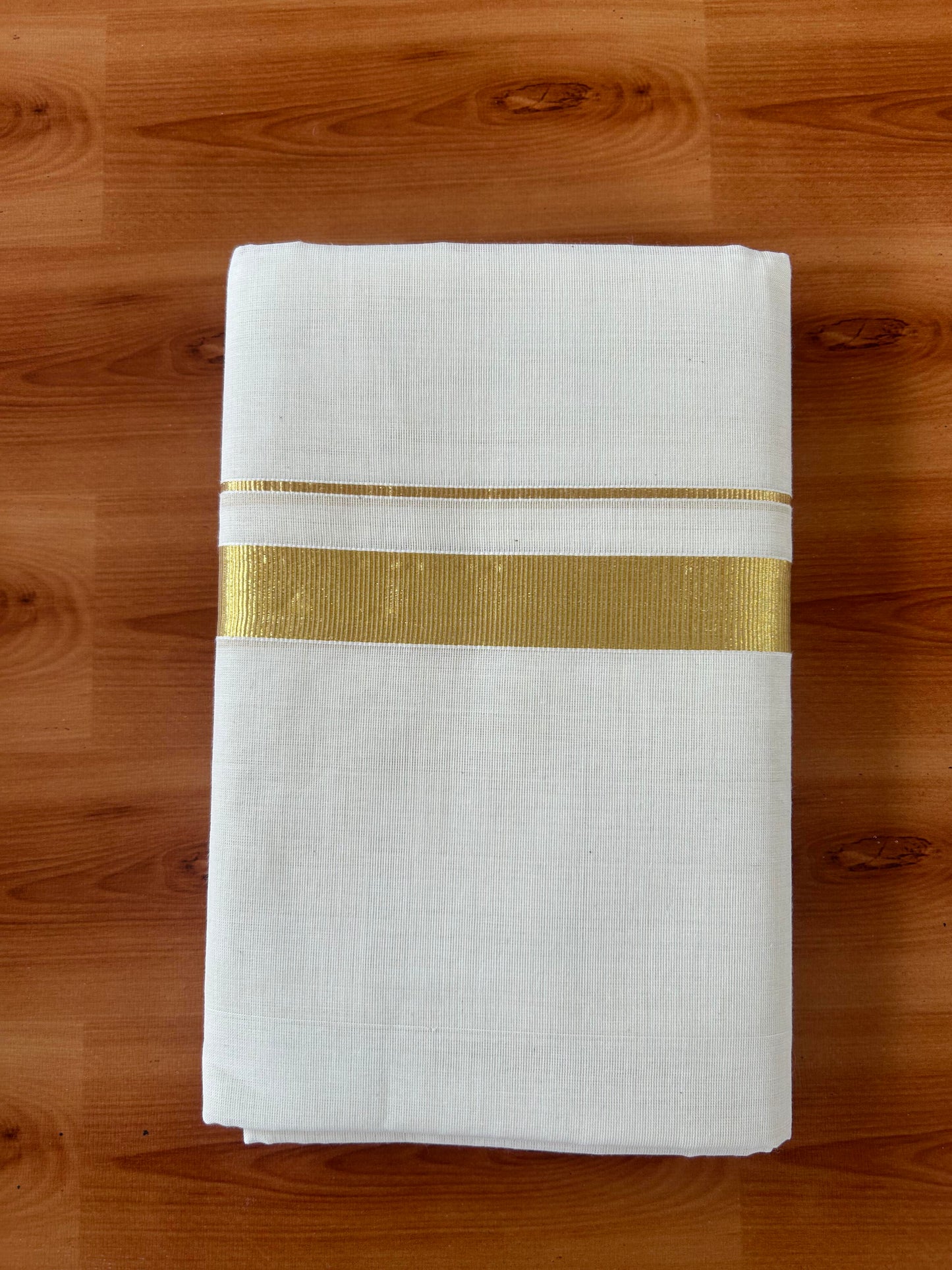 25% Discount!! KaithariKada Handloom Millpaav - Kerala Handloom - 100% Pure Cotton Off White (Unbleached) Neriyath - 80x90 - 1 Inch Kasav Kara - 49 KK5386 RAM