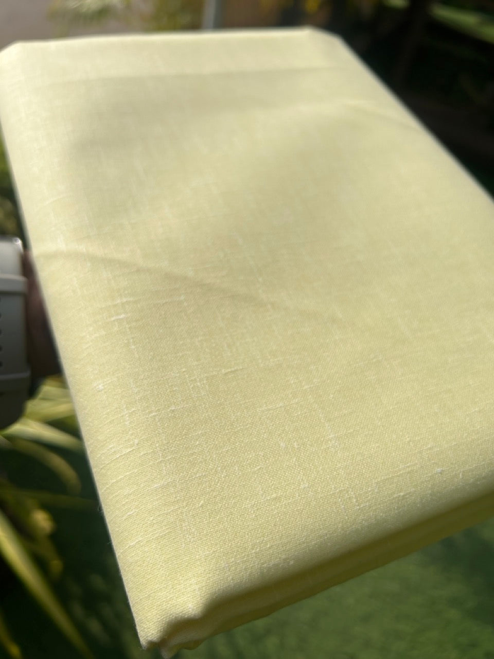 NEW! Kaitharikada - LINEN TOUCH (cotton) Shirt Material - Light Yellow 200x150(cm) (₹ 300 per meter) - 4KK7005MKS