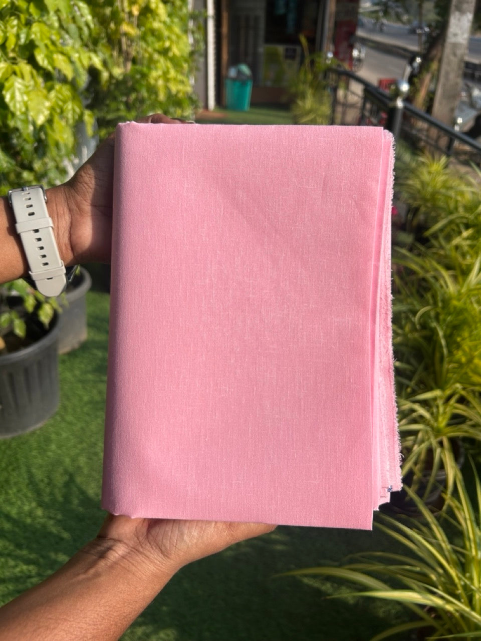 NEW! Kaitharikada - LINEN TOUCH (cotton) Shirt Material - Baby Pink 200x150(cm) (₹ 300 per meter) - 2KK7005MKS