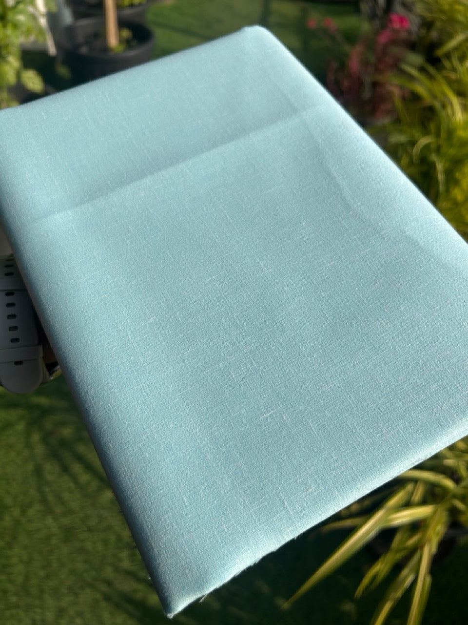 NEW! Kaitharikada - LINEN TOUCH (cotton) Shirt Material - Light Cyan 200x150(cm) (₹ 300 per meter) - 3KK7005MKS