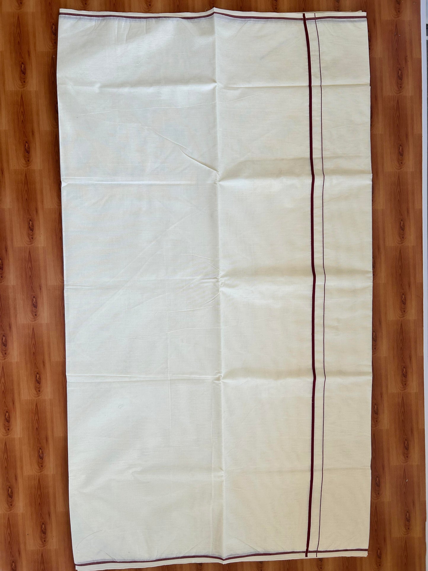 25% Discount! Kaitharikada Kerala Traditional Saree Off white- Mixed Cotton Saree - 0.5 cm  Pallu - Maroon Thin Kara - 39 KK7000 PMC