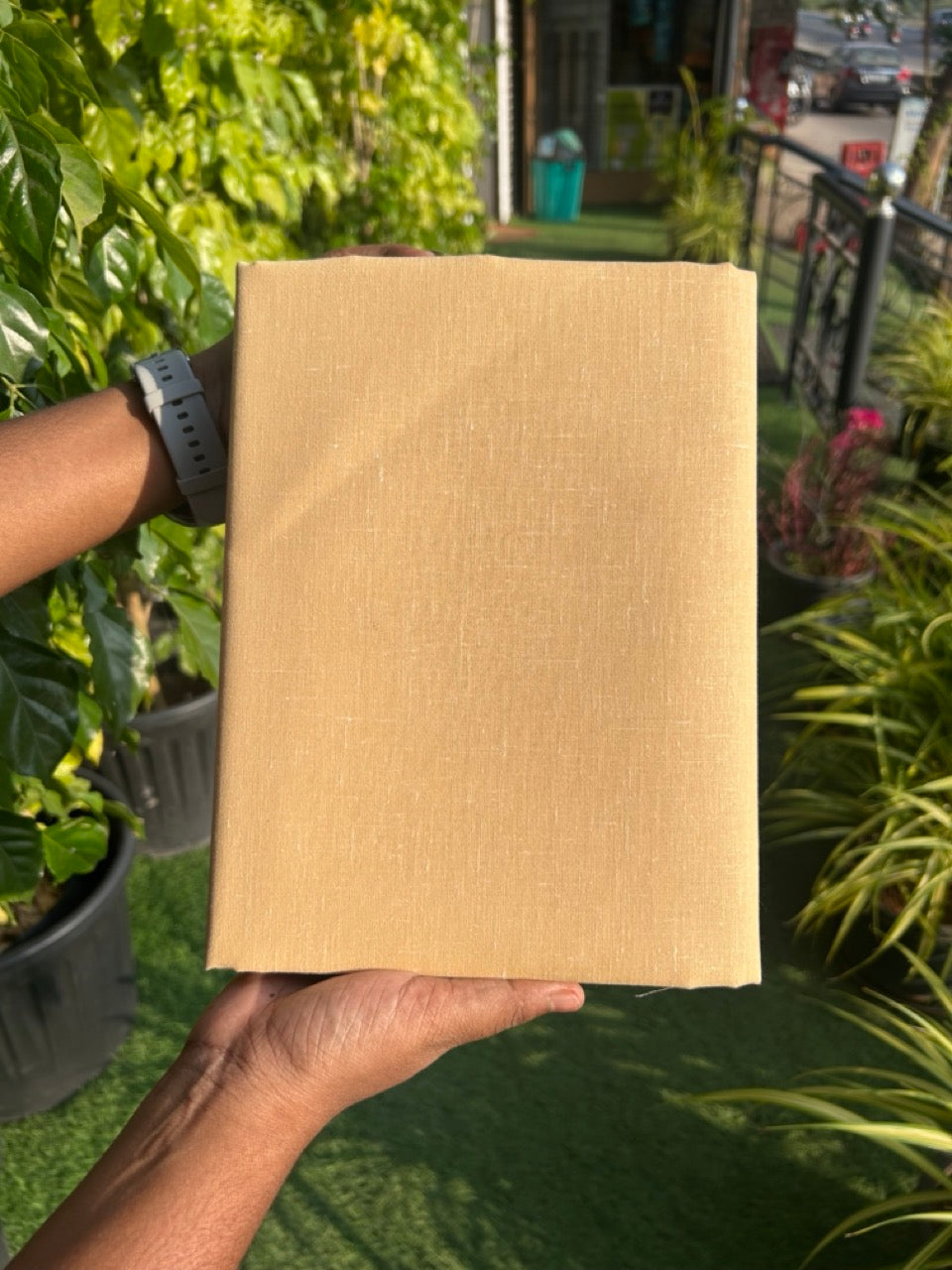 NEW! Kaitharikada - LINEN TOUCH (cotton) Shirt Material - Sand Brown 200x150(cm) (₹ 300 per meter) - 7KK7005MKS