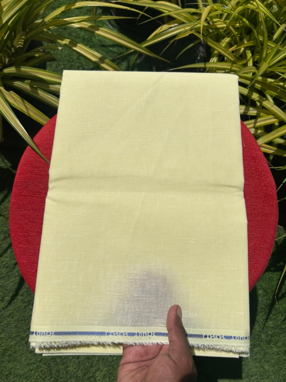 NEW! Kaitharikada - LINEN TOUCH (cotton) Shirt Material - Light Yellow 200x150(cm) (₹ 300 per meter) - 4KK7005MKS