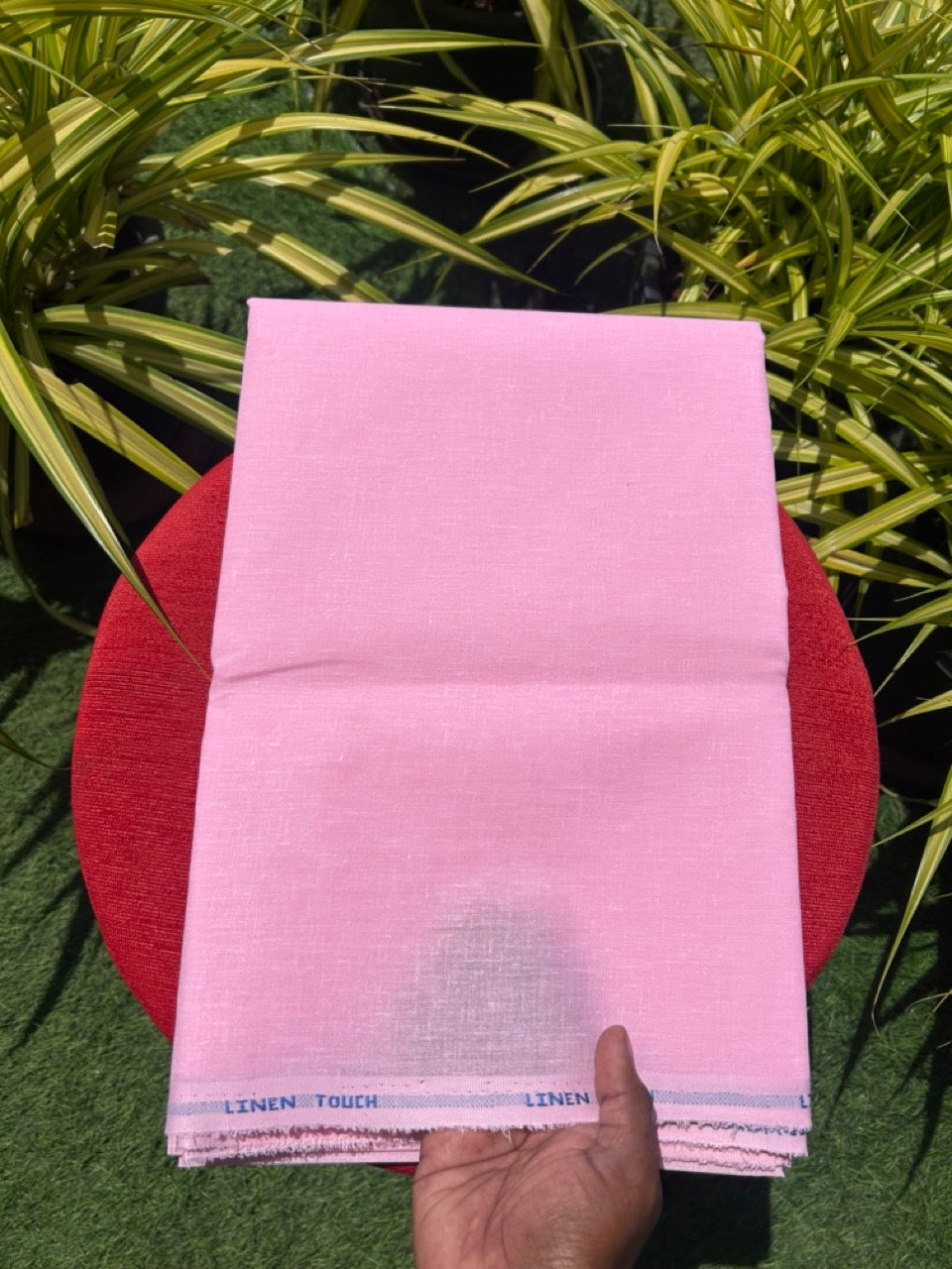 NEW! Kaitharikada - LINEN TOUCH (cotton) Shirt Material - Baby Pink 200x150(cm) (₹ 300 per meter) - 2KK7005MKS