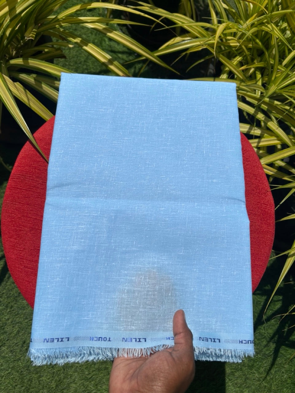 NEW! Kaitharikada - LINEN TOUCH (cotton) Shirt Material - Baby blue 200x150(cm) (₹ 300 per meter) - 1KK7005MKS