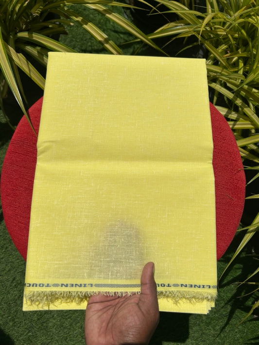 NEW! Kaitharikada - LINEN TOUCH (cotton) Shirt Material - Yellow 200x150(cm) (₹ 300 per meter) - 6KK7005MKS