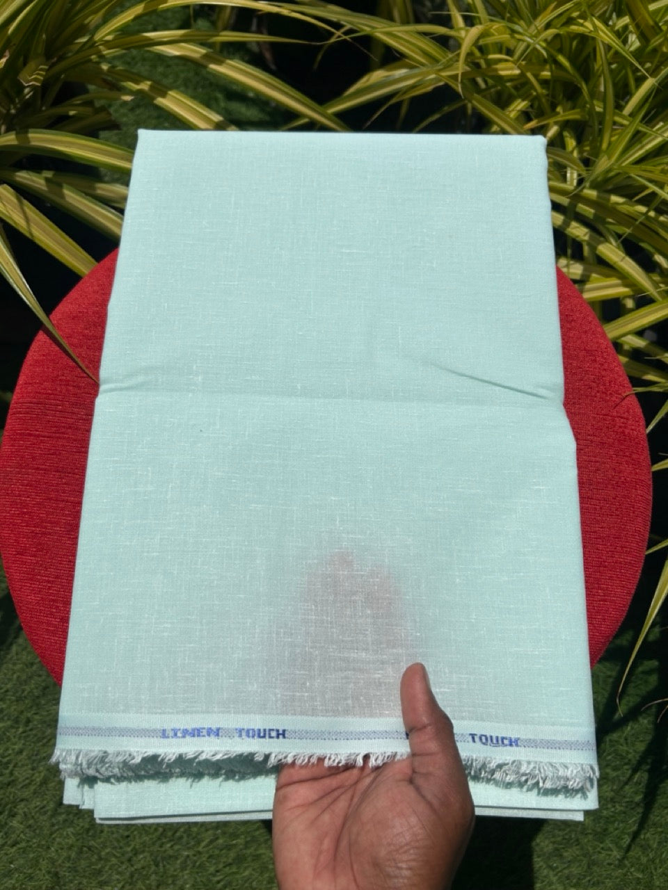 NEW! Kaitharikada - LINEN TOUCH (cotton) Shirt Material - Light Turquoise 200x150(cm) (₹ 300 per meter) - 10KK7005MKS