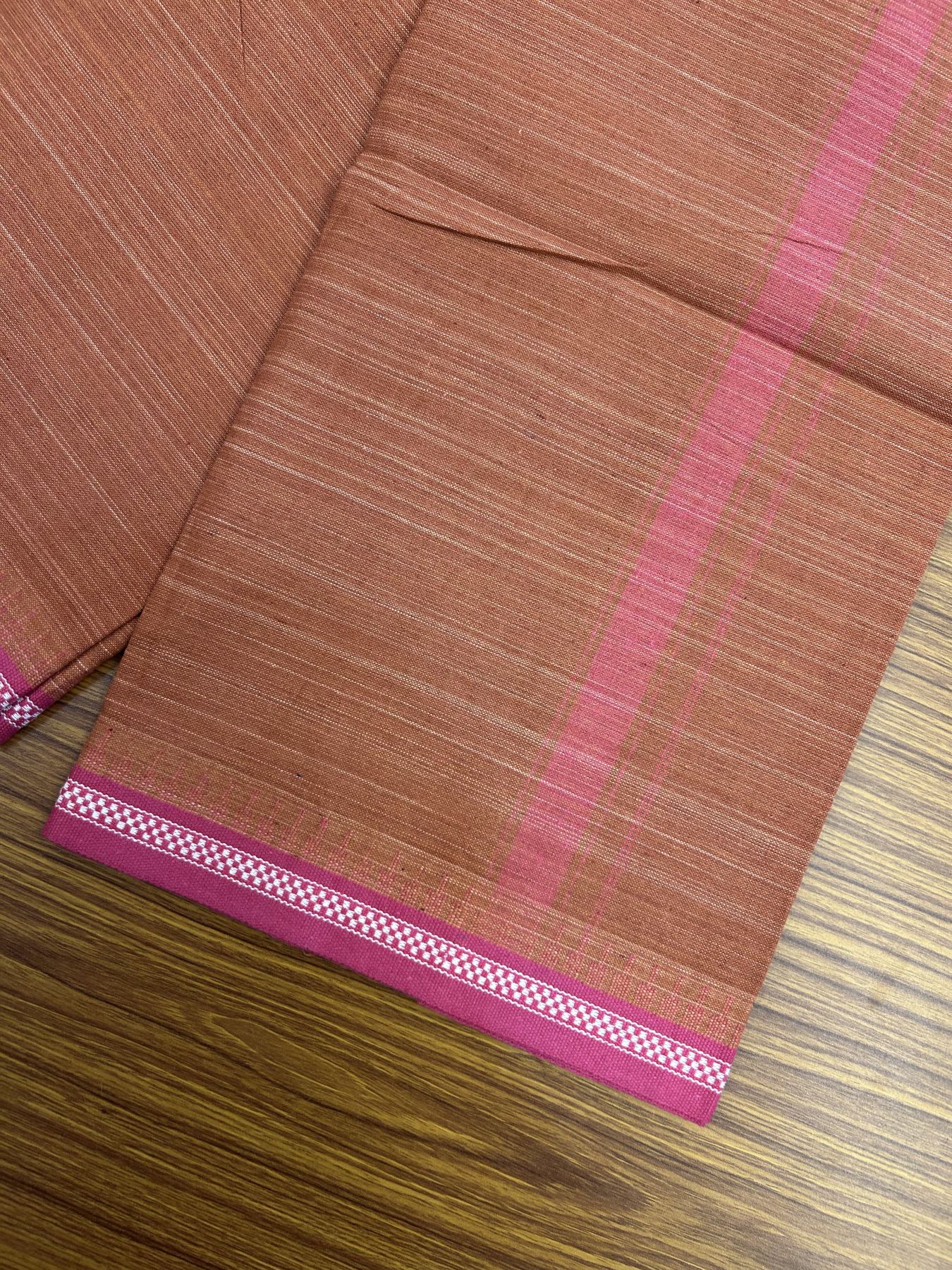 Premium Kathar Type Kavi mund Pure Cotton - Single Mundu Kaitharikada Special - Kaily / Lungi - 60s - 1.25 inch Dark Pink Striped kara with Kavi Body Kuppadam Border 2.25 mtr (4.82 muzham) - 8 KK5317 KUT