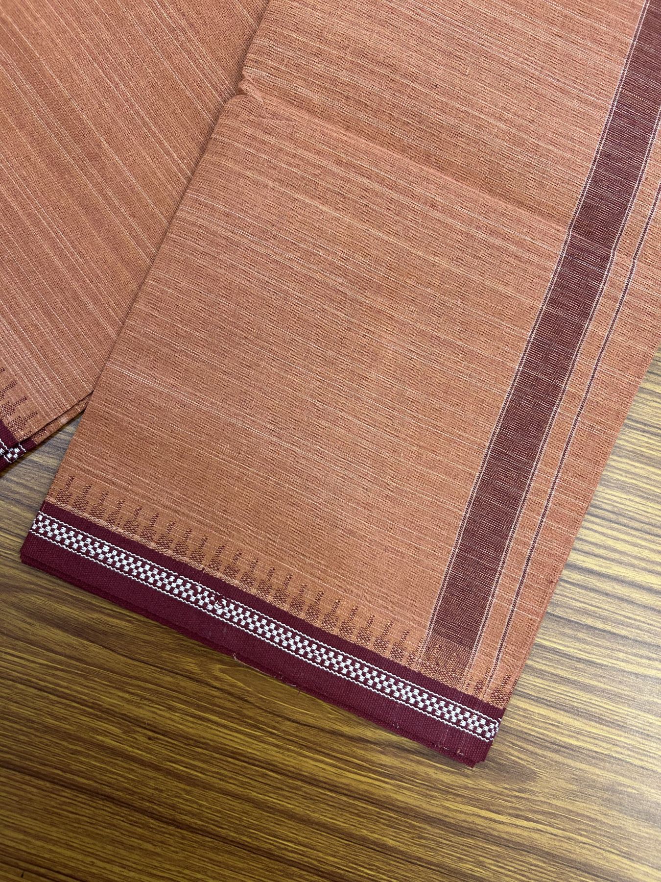Premium Kathar Type Kavi mund Pure Cotton - Single Mundu Kaitharikada Special - Kaily / Lungi - 60s - 1 inch Maroon Striped kara with Kavi Body Kuppadam Border 2.25 mtr (4.82 muzham) - 7 KK5317 KUT
