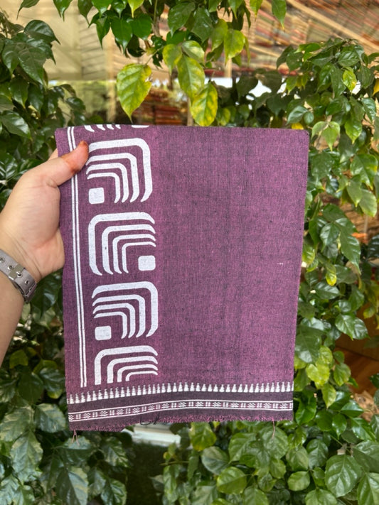 Kaitharikada - Polyster + Cotton - 20s twisted - Single Kaily / Lungi - 2.5 inch White Printed Kuppadam Border with Dark Purple colour body (2 meter / 4 muzham) -  77 KK8035 GAN