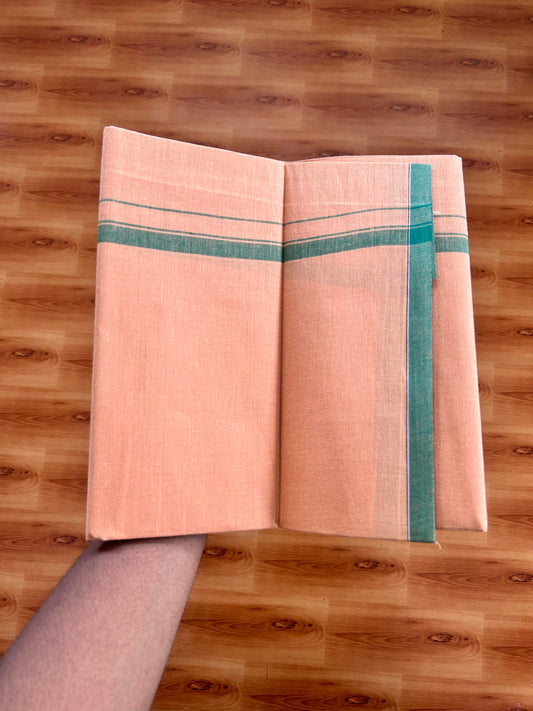 Single Kaily / Lungi- Kaitharikada - Pure Cotton - (40s) - 0.5 inch Green Shaded Kara with Kavi colour body (2 meter / 4 muzham) - 26 KK8062 GAN