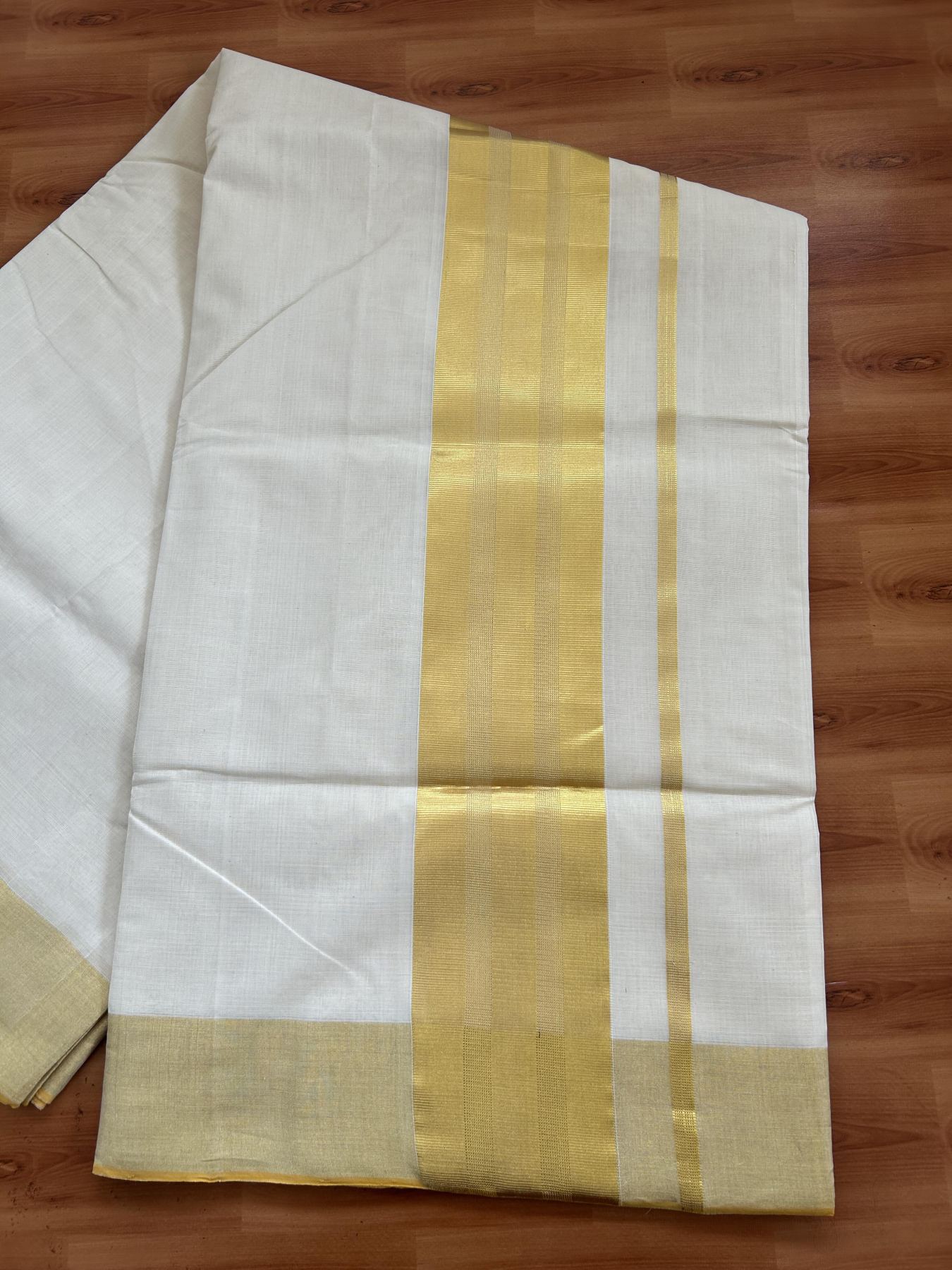 Kerala Saree for Women - 25% Discount KaithariKada Handloom Millpaav Balaramapuram - 100% Pure Cotton - 4 inch Gold Kasav Kara - 8 KK7158 RAV