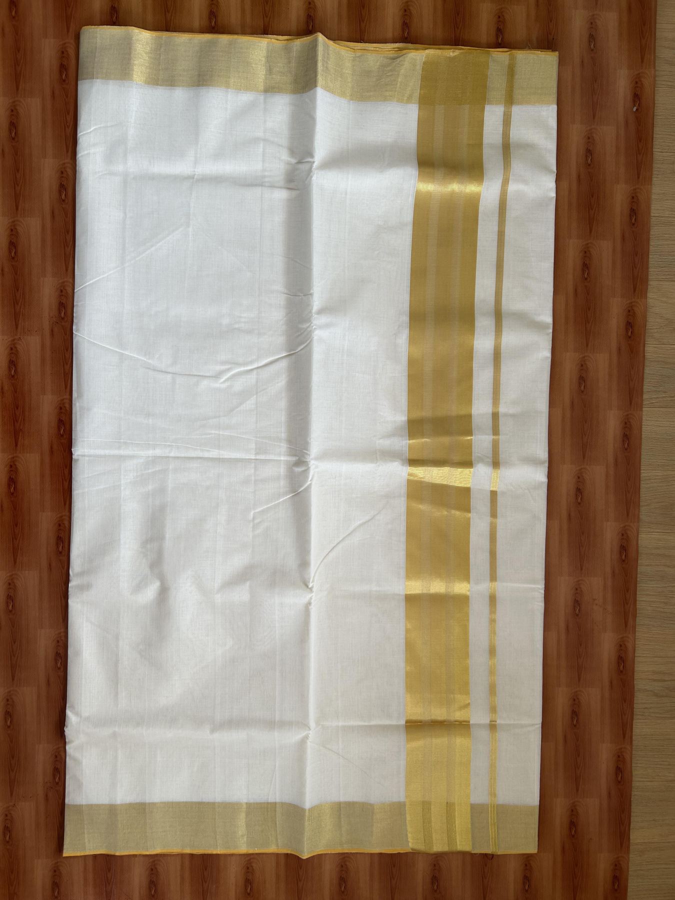 Kerala Saree for Women - 25% Discount KaithariKada Handloom Millpaav Balaramapuram - 100% Pure Cotton - 4 inch Gold Kasav Kara - 8 KK7158 RAV