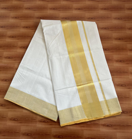 Kerala Saree for Women - 25% Discount KaithariKada Handloom Millpaav Balaramapuram - 100% Pure Cotton - 4 inch Gold Kasav Kara - 9 KK7158 RAV