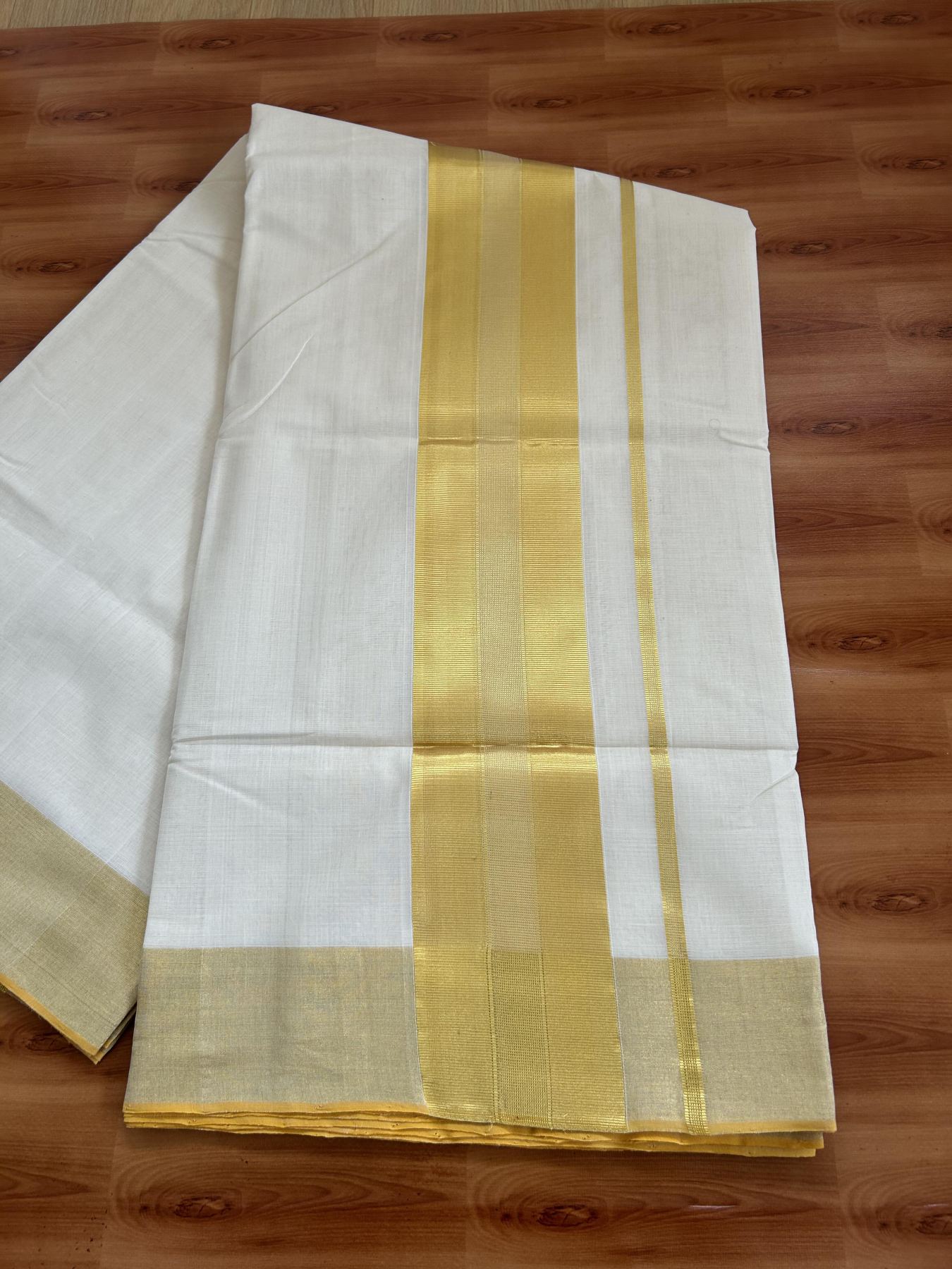 Kerala Saree for Women - 25% Discount KaithariKada Handloom Millpaav Balaramapuram - 100% Pure Cotton - 4 inch Gold Kasav Kara - 9 KK7158 RAV