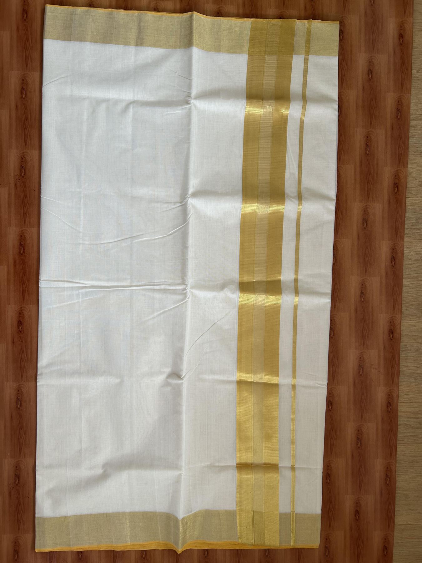 Kerala Saree for Women - 25% Discount KaithariKada Handloom Millpaav Balaramapuram - 100% Pure Cotton - 4 inch Gold Kasav Kara - 9 KK7158 RAV
