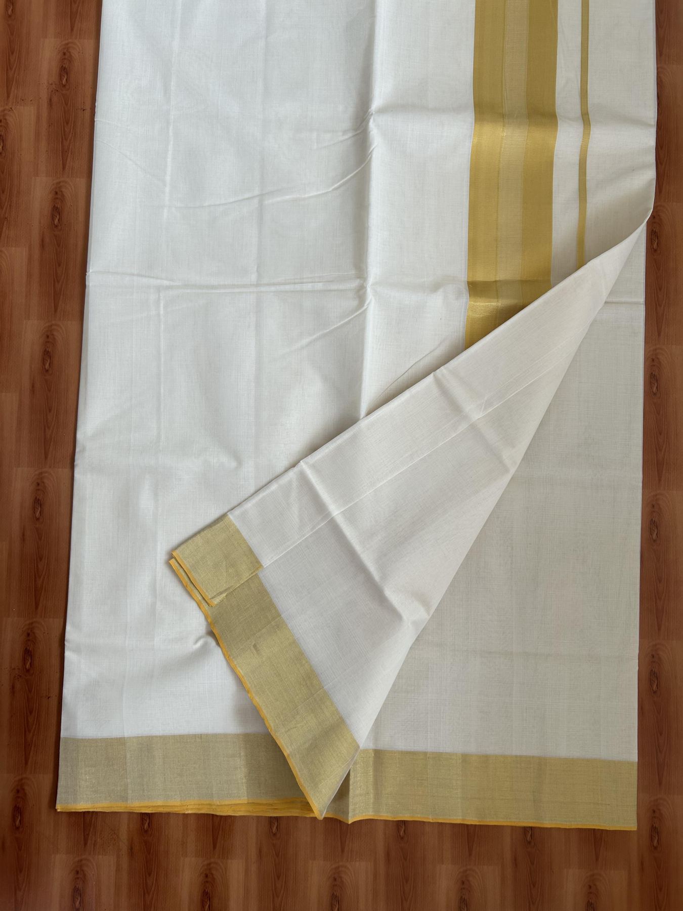 Kerala Saree for Women - 25% Discount KaithariKada Handloom Millpaav Balaramapuram - 100% Pure Cotton - 4 inch Gold Kasav Kara - 9 KK7158 RAV