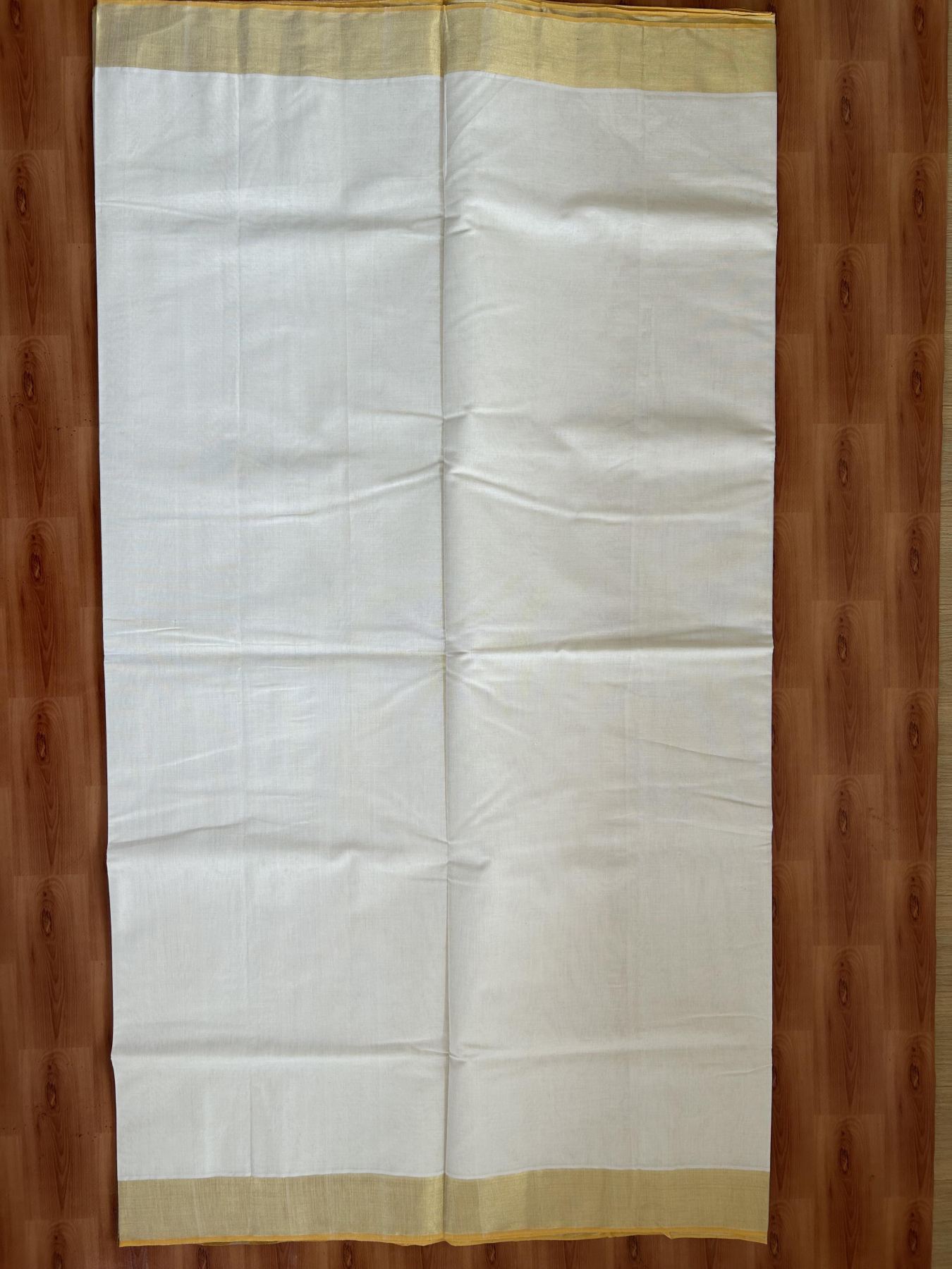 Kerala Saree for Women - 25% Discount KaithariKada Handloom Millpaav Balaramapuram - 100% Pure Cotton - 3 inch Gold & Silver Kasav striped Kara - 14 KK7158 RAV
