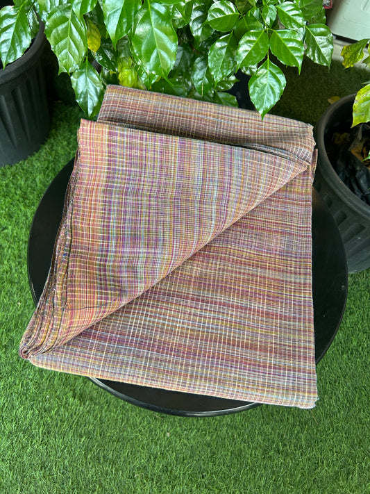 Handloom Khadi - Original Kerala Cotton Material - Kaitharikada Exclusive Product - Multi colour Shirt Material 2.5x1.27(m) (₹ 649 per meter) - 3 KK7011 ELA