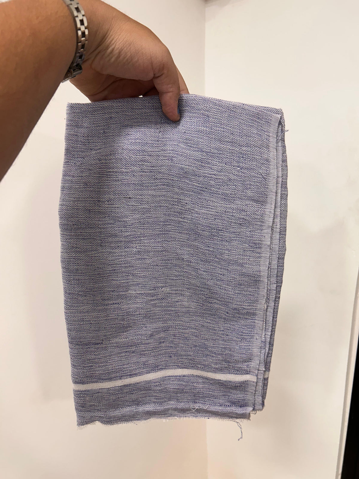 Kaitharikada - Handloom Pure Cotton Kerala Towel - Thorthu - (20x20s) - Lavender Blue White Body & White Kara - 4 KK10001 KAL