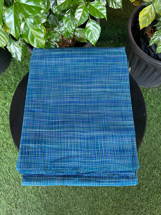 Handloom Khadi - Original Kerala Cotton Material - Kaitharikada Exclusive Product - Dark Blue & Peacock Green colour Shirt Material 2.5x1.27(m) (₹ 649 per meter) - 2 KK7011 ELA