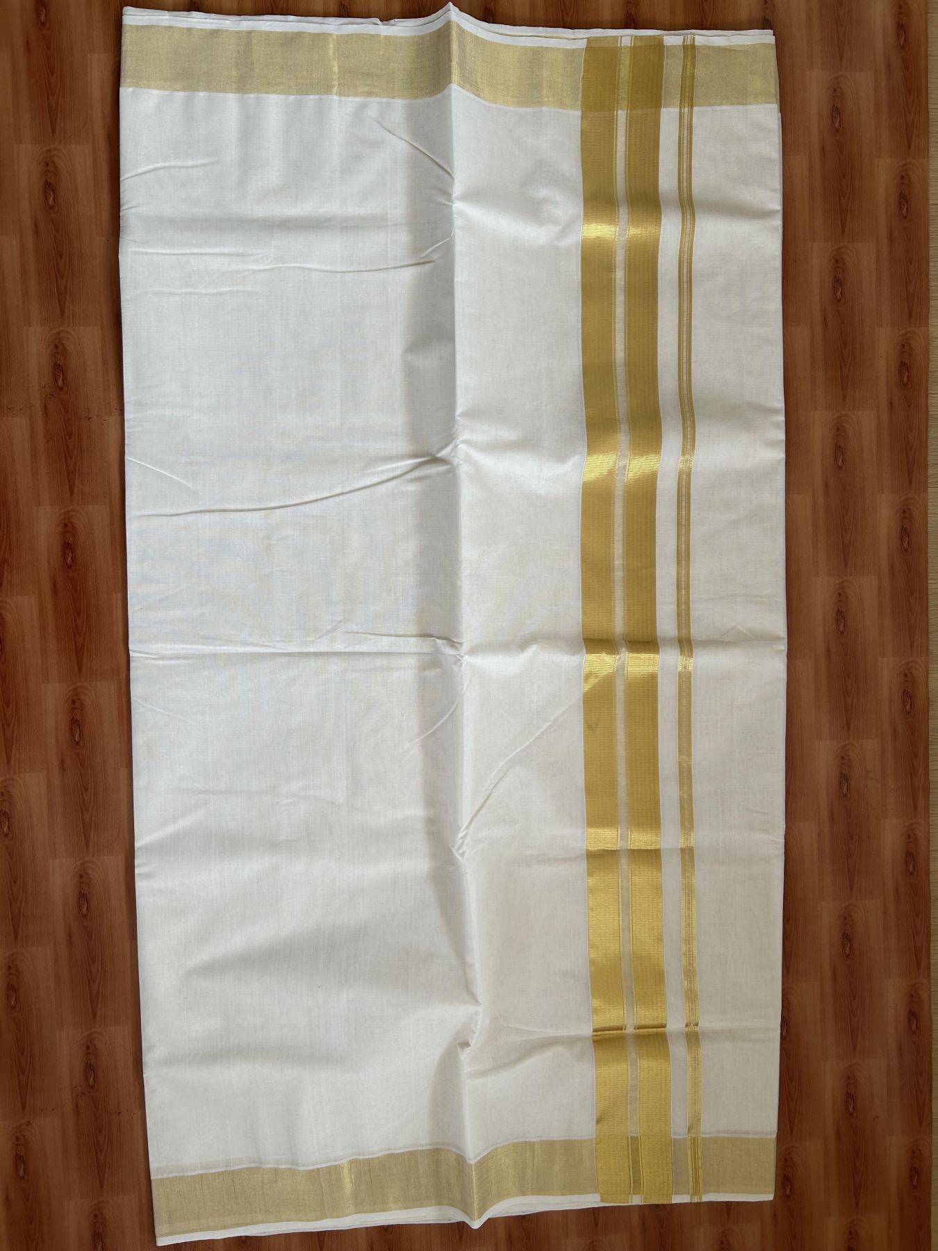 Kerala Saree for Women - 25% Discount KaithariKada Handloom Millpaav Balaramapuram - 100% Pure Cotton - 3 inch Gold Kasav Kara - 7 KK7158 RAV