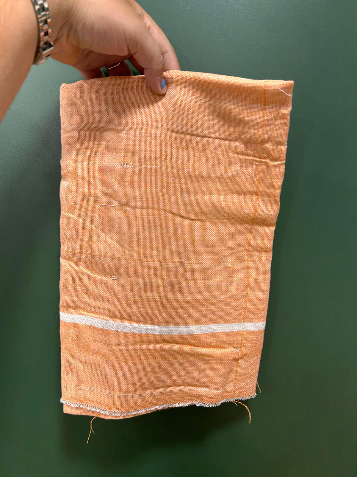 Kaitharikada - Handloom Pure Cotton Kerala Towel - Thorthu - (20x20s) - Pale Orange White Body & White Kara - 6 KK10001 KAL